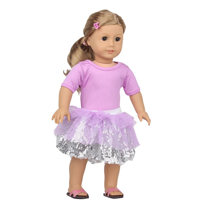 Sequins Dress Doll Clothes For 17 Inch&43cm Baby New Born Doll Brilliant Party Reunion Doll Skirt For American 18 Inch Doll DIY