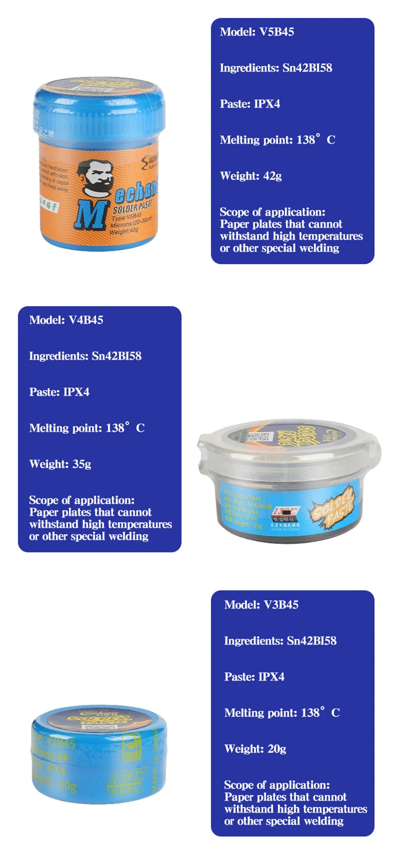 MECHANIC Lead-Free Solder Paste Low/High Temperature Soldering Flux Welding Tin Paste for Mobile Phone PCB BGA SMD Repair Tools
