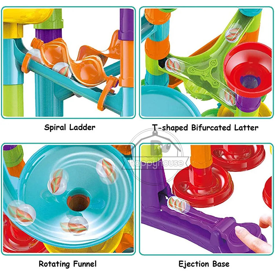 Marble Run Race Track Building Blocks Kids 3D Maze Ball Roll Toy DIY Marble Run Race Coaster Set 80/105/109/133pc Christmas Gift