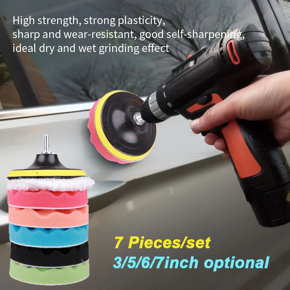 8Pcs Car Polishing Kit Polish Pad 3/5/7 Inch Car Polishing Disc Waxing Sponge Car Polisher Buffing For Car Polisher accessories
