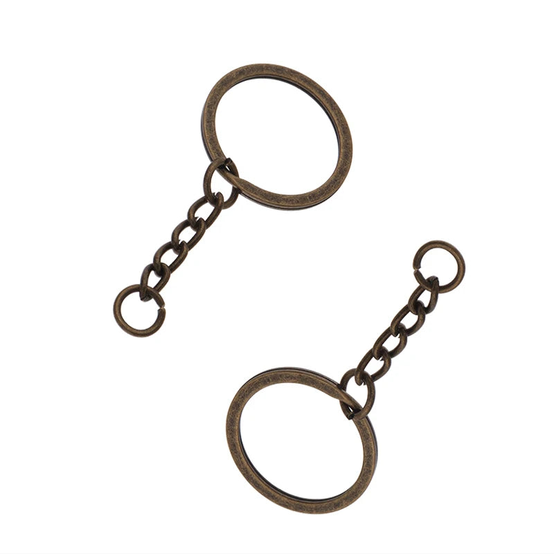 10pcs/lot Flat Key Chain Key Ring Keychain Long Round Split Keyrings Keychain For Jewelry Making  Accessories Wholesale
