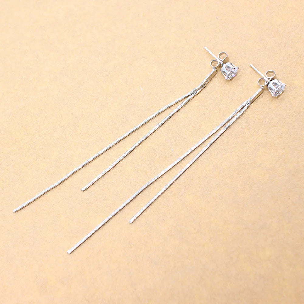 Elegant Long Crystal Tassel Dangle Earrings for Women: Wedding & Valentine's Jewelry