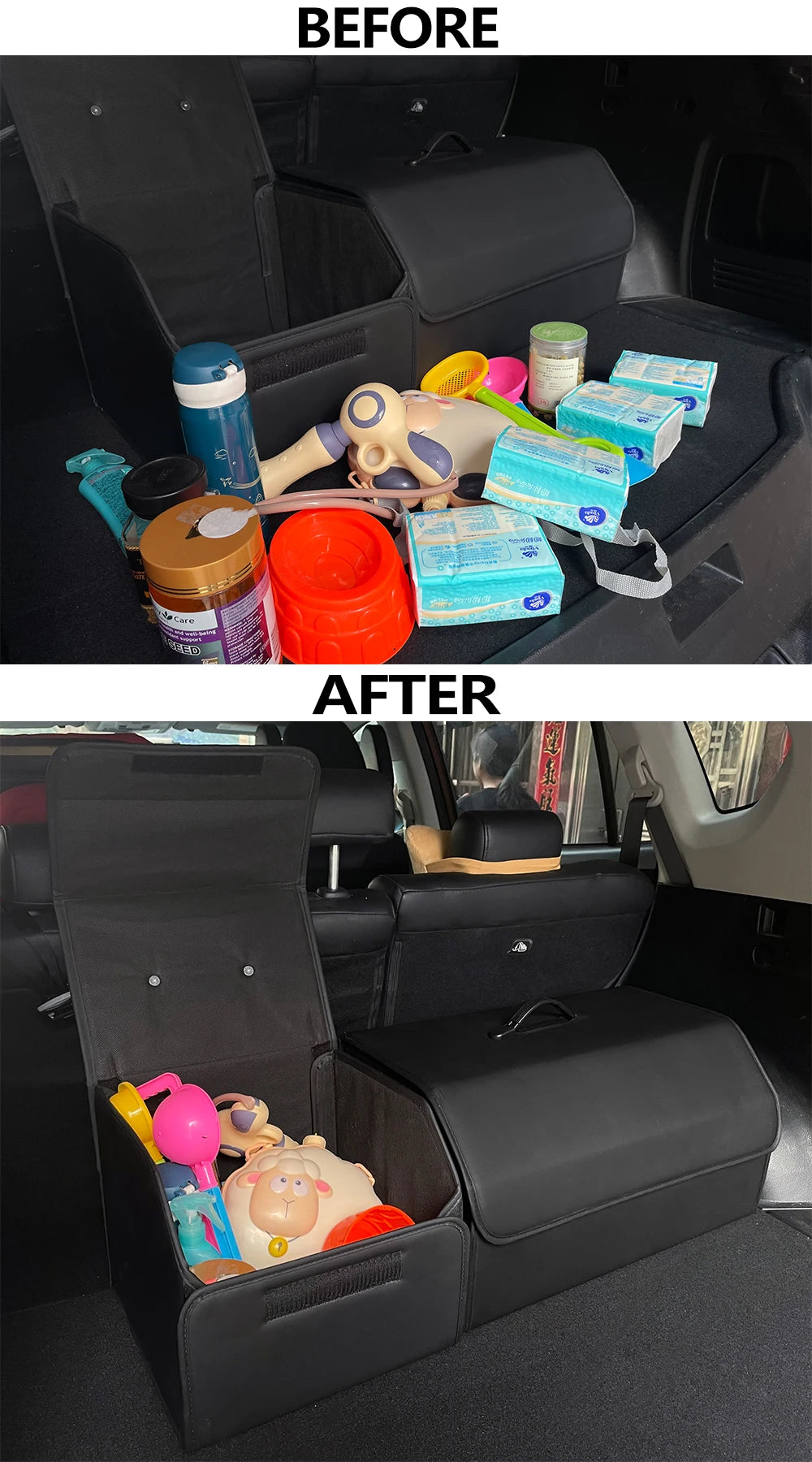 Folding Car Storage Box Large Capacity Auto Trunk Organizer Boxes Leather Waterproof Cars Stowing Tidying Multi-color Interior