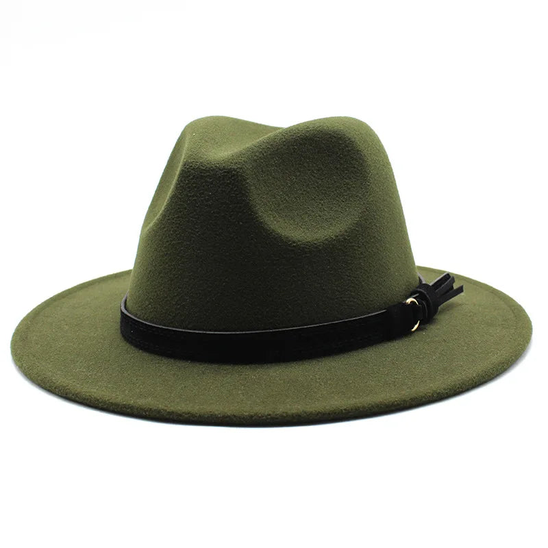 Gangster Trilby Felt Fedora Hat European American Wide Brim Top Jazz Caps Women Men Wool White Wedding Hat 56-58-61CM