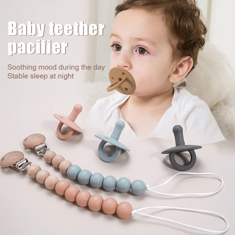 1PCS Silicone Baby Pacifier Food Grade Silicone Newborn Soother BPA Free Solid Color Dummies Silicone Nipple Baby Sutff