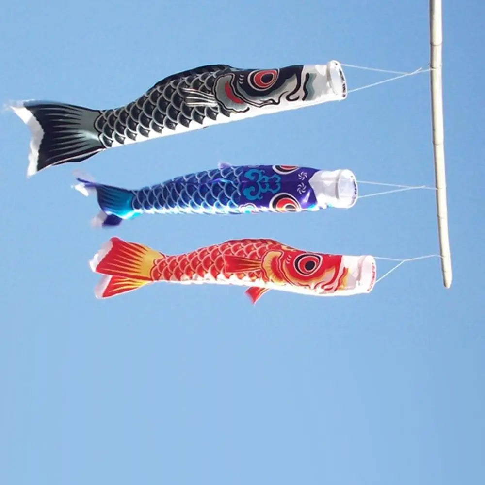 Satin Japanese Carp Windsock Wind Streamer Koi Nobori Sailfish Fish Flag for Outdoor Garden Yard Children's Day Decoration