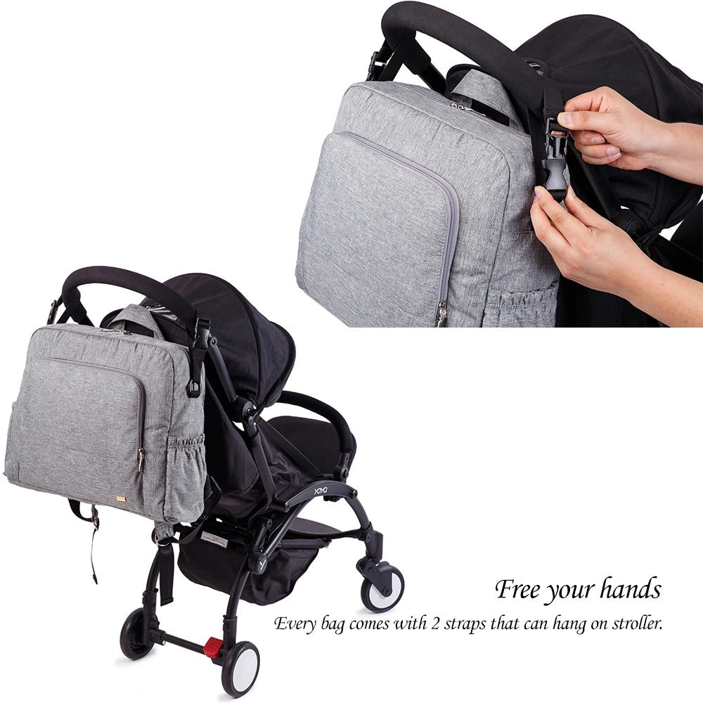 Soboba Solid Diaper Bag Fashion Waterproof Multi-functional Diaper Backpack Nursing Changing Bag for Baby Large Stylish Bag