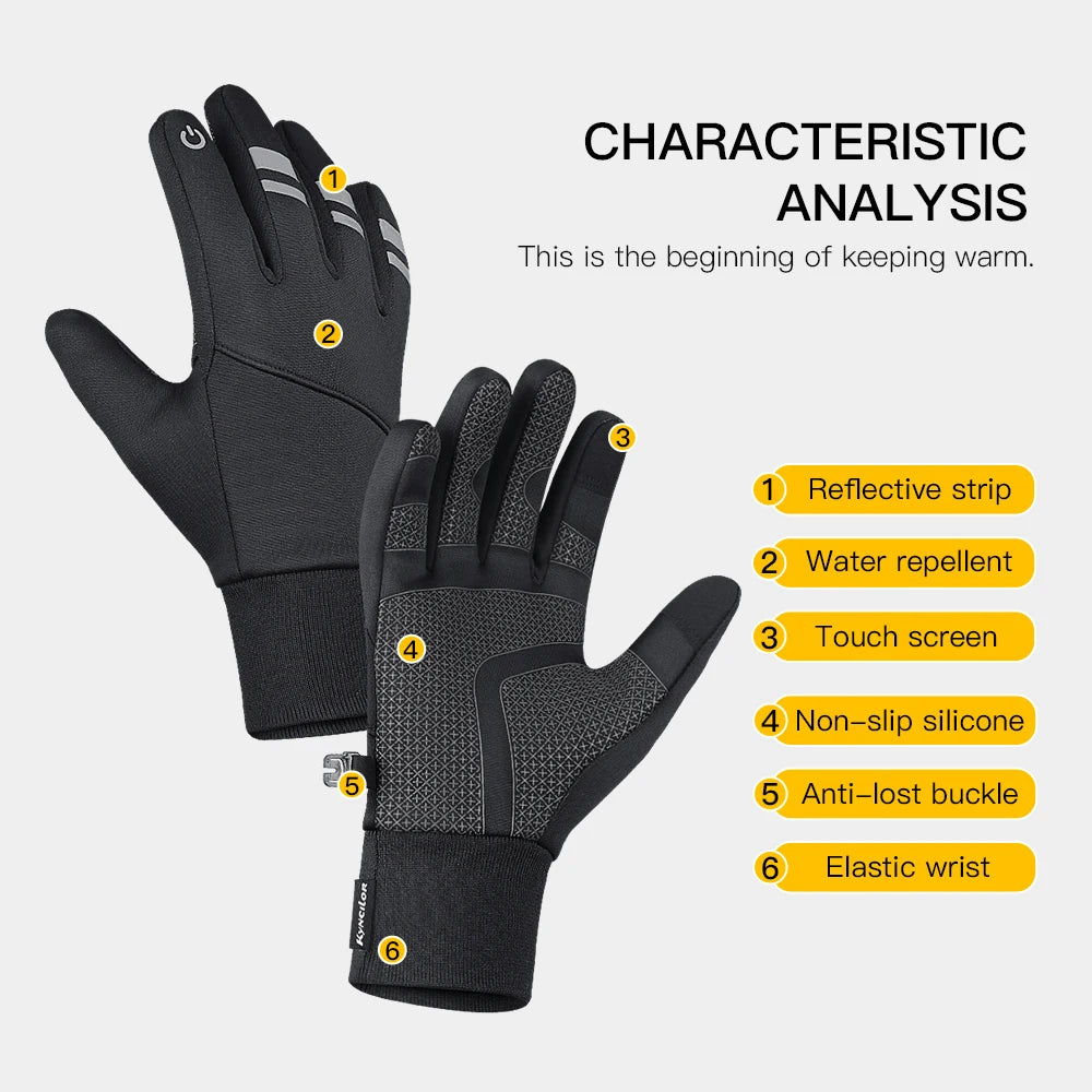 Cycling Gloves Men Winter Touch Screen Waterproof Windproof Bicycle Sports Mitten Warm Fleece Bike Motorcycle Ski Riding Gloves