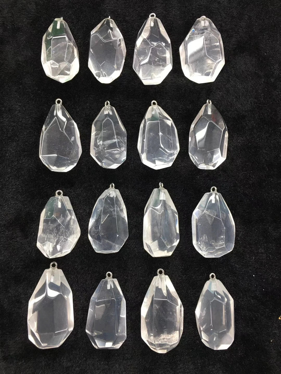 2pcs/pack Wholesale Faceted Clear Quartz Rock Crystal Beads Natural Stone Pendant for Jewelry Making
