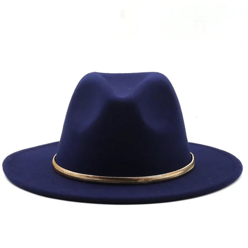 Black/green Wide Brim Simple Church Derby Top Hat Panama Solid Felt Fedoras Hat for Men Women artificial wool Blend Jazz Cap