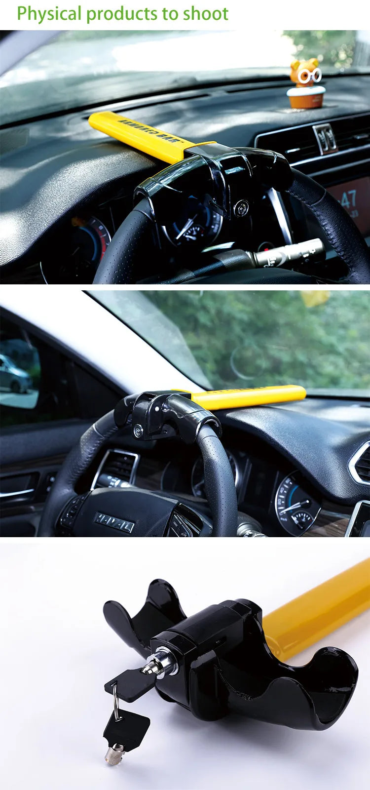 Car Steering Wheel Lock Heavy Duty Stainless Lock Universal Anti-theft Car/Van Security Rotary Enhance Automobile Security