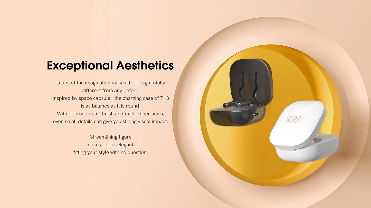 QCY T13 Bluetooth Headphone V5.1 Wireless TWS Earphone Touch Control Earbuds 4 Microphones ENC HD Call Headset Customizing APP