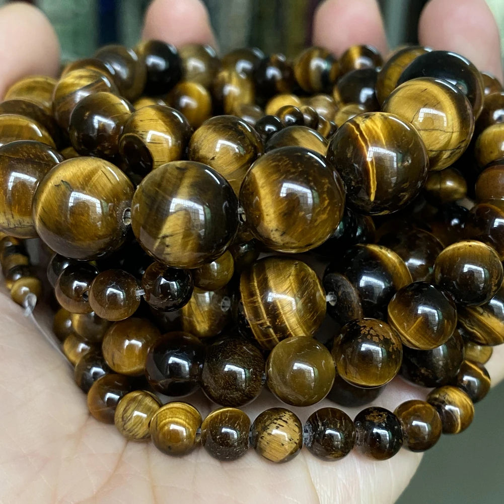 Natural Stone Beads 4 6 8 10mm Tiger Eye Lava Amazonite Turquoises Agates Jaspers Beads For Jewelry Making DIY Bracelet Necklace