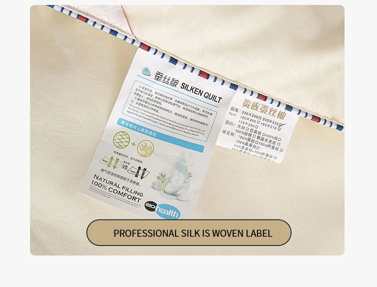 Natural Silk Quilt Mulberry Silk Quilt for Summer Winter Duvet King Queen Twin Size Bedding Handmade Pure Color Students Quilt