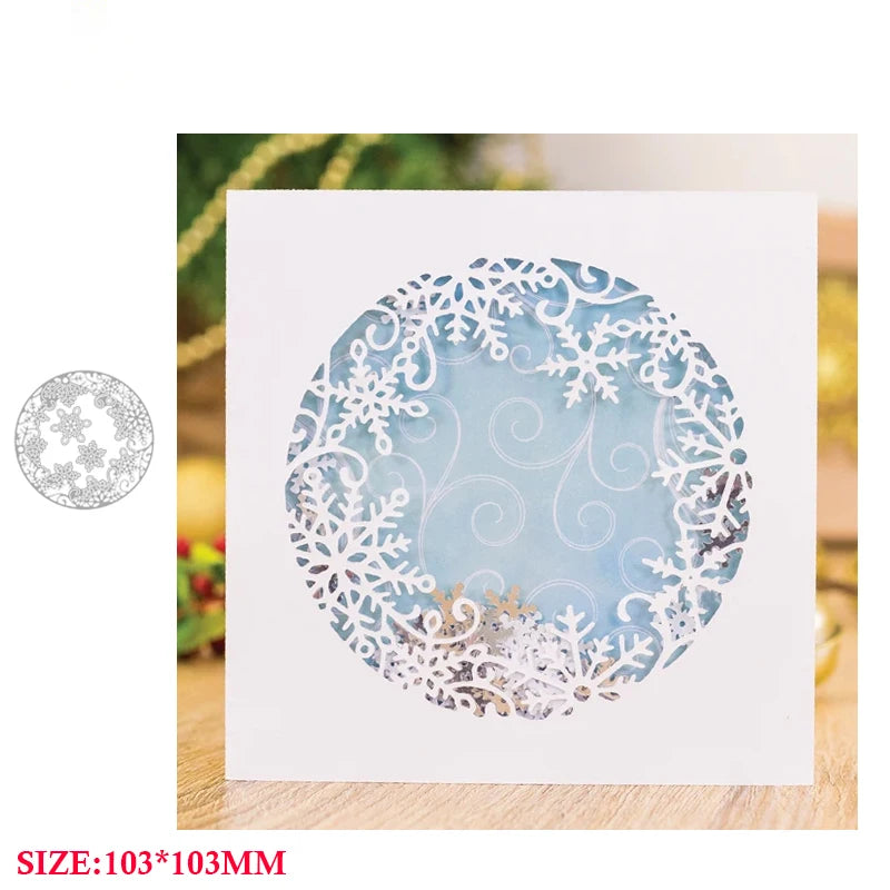 2024 New Arrival Metal Cutting Dies for Scrapbooking Christmas Background Circle Snowflake Frames Card Making Crafts Stencils