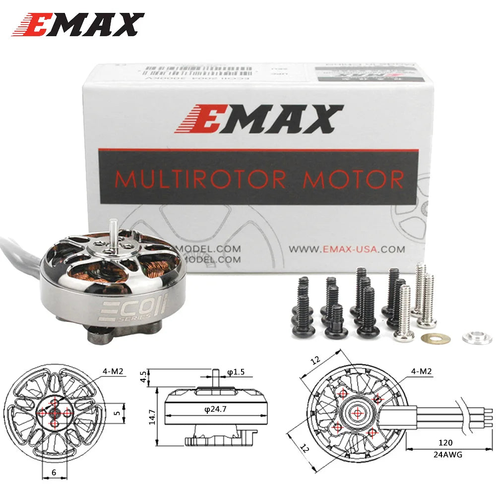 Emax ECOII ECO II 2004 1600KV 2000KV 2400KV 3000KV 3-6S RC Lipo 3mm Shaft CW Brushless Motor For Multirotor FPV Drone Quadcopter