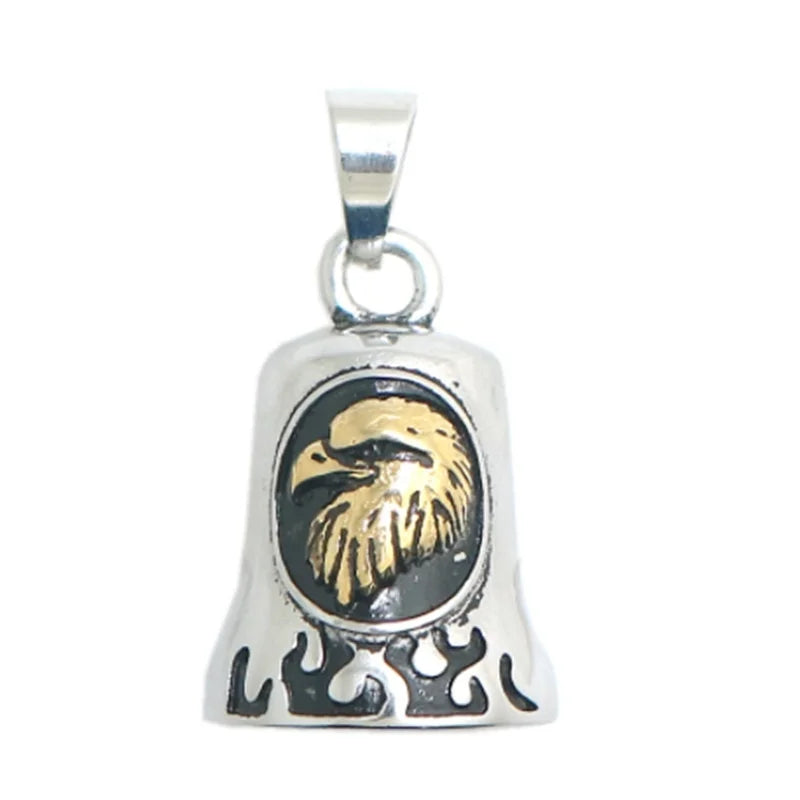Biker Motorcycle Bell Necklace Charm Men\\\\'s Trend Jewelry Lucky Bell Pendant with Stainless Steel Chain