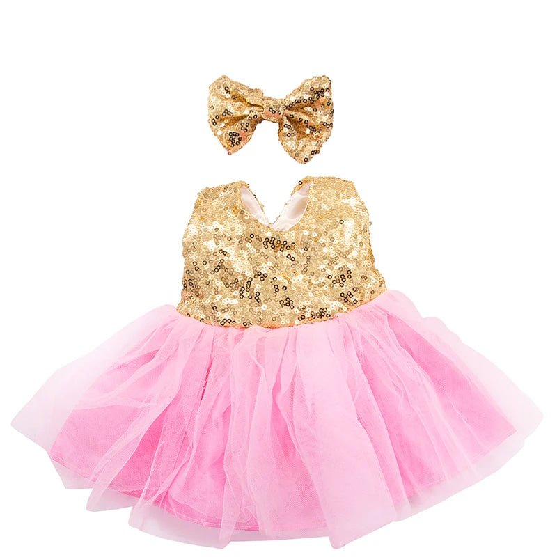 Sequins Dress Doll Clothes For 17 Inch&43cm Baby New Born Doll Brilliant Party Reunion Doll Skirt For American 18 Inch Doll DIY