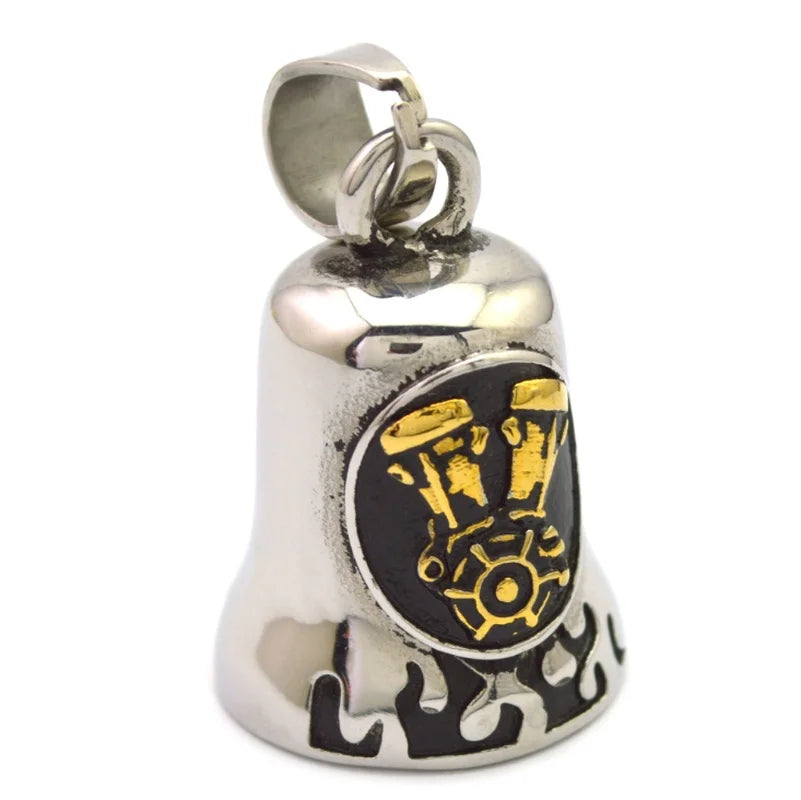 Biker Motorcycle Bell Necklace Charm Men\\\\'s Trend Jewelry Lucky Bell Pendant with Stainless Steel Chain