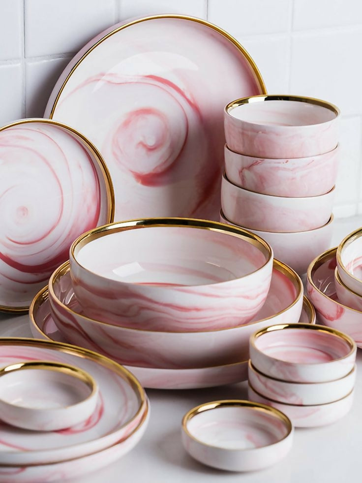 Pink and grey dinner set best sale