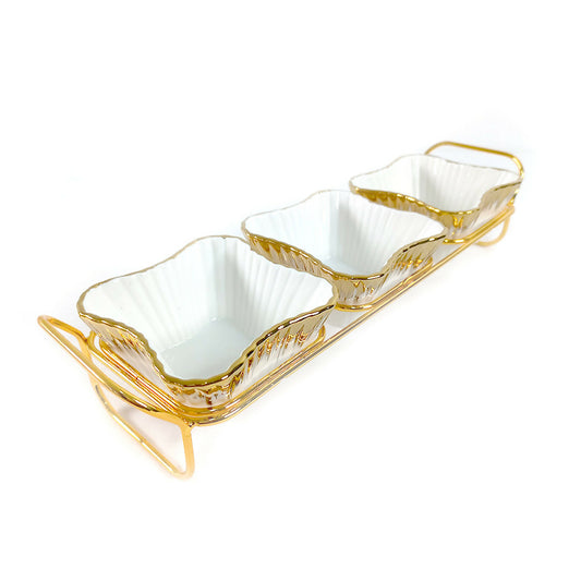 3pc Ceramic Bowl Set With Holder