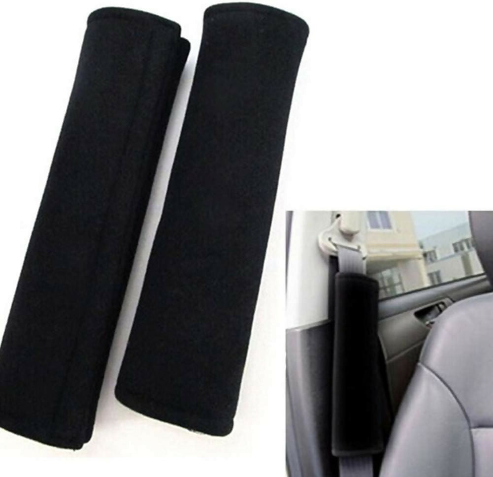 Kmt 2Pcs Soft Shoulder Pads Black Plain Universal Fit Seatbelt