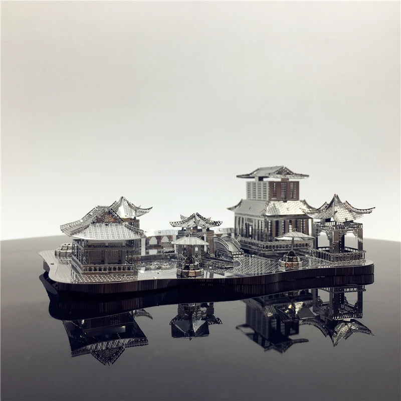 3D Metal Puzzle Chinese classical Gardens of Suzhou Building Diy 3D Model Kits Laser Cut Assemble Jigsaw Toys