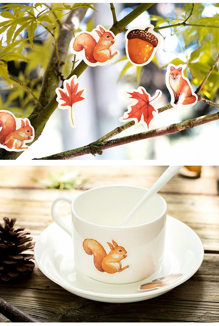Autumn forest animals Decoration Adhesive Stickers Diy Cartoon Stickers Diary Sticker Scrapbook Kawaii Stationery Stickers