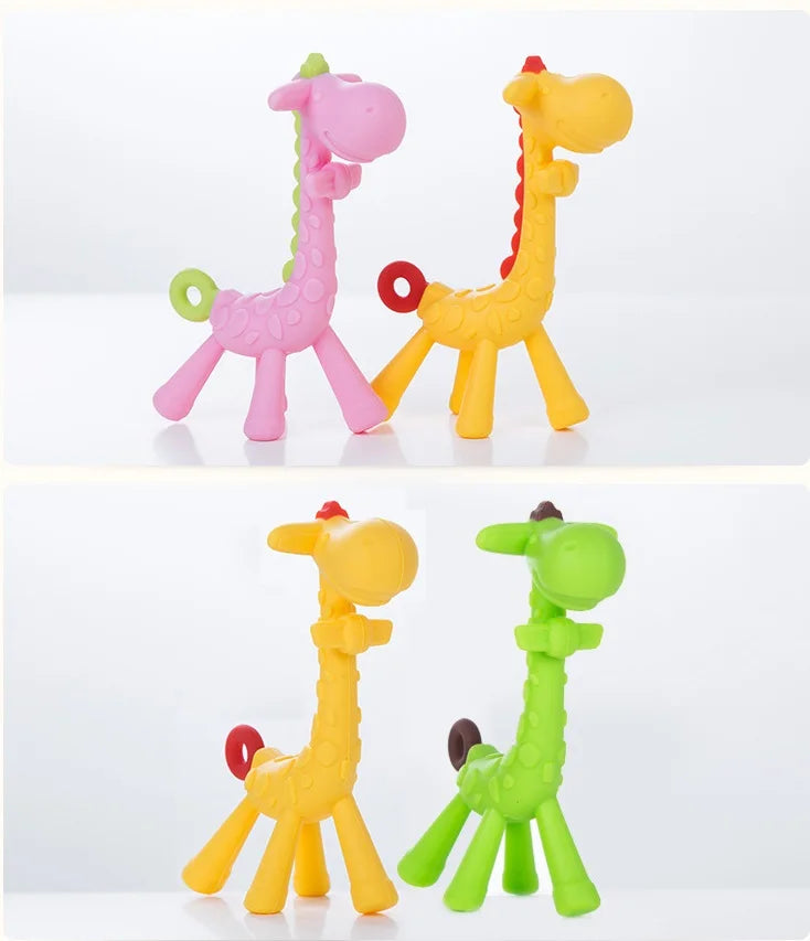 Dr.isla 1 pcs Silicone Teethers Giraffe Cartoon Baby Ring Teether BPA Free Silicone Chew Charms Baby Teething Teeth Gift Toys