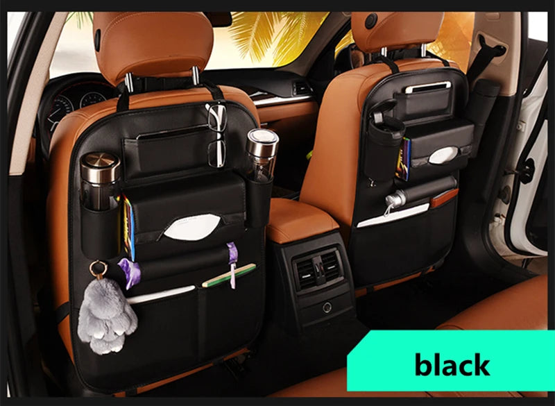 2024 New Car Seat back Storage Organizer Bag Universal PU Leather Multifunction Storage Box Stowing Tidying Pocket Auto Styling