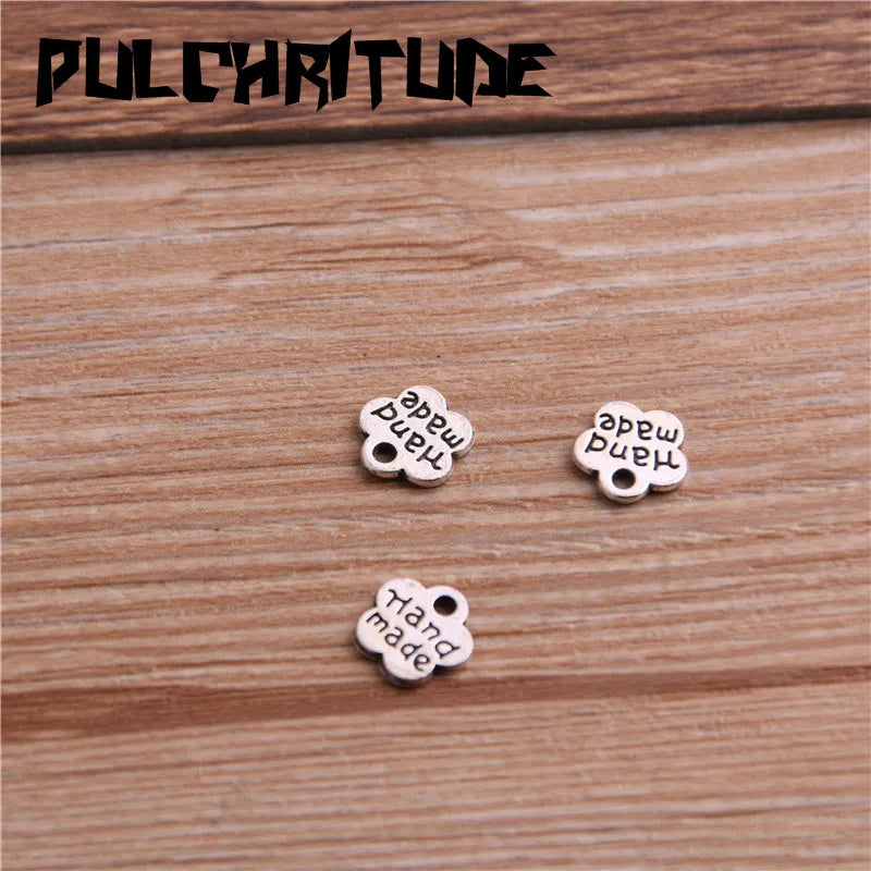 100PCS 8*8mm Metal Alloy Two Color Double Letter Florets Charms Pendants for Jewelry Making DIY Handmade Craft