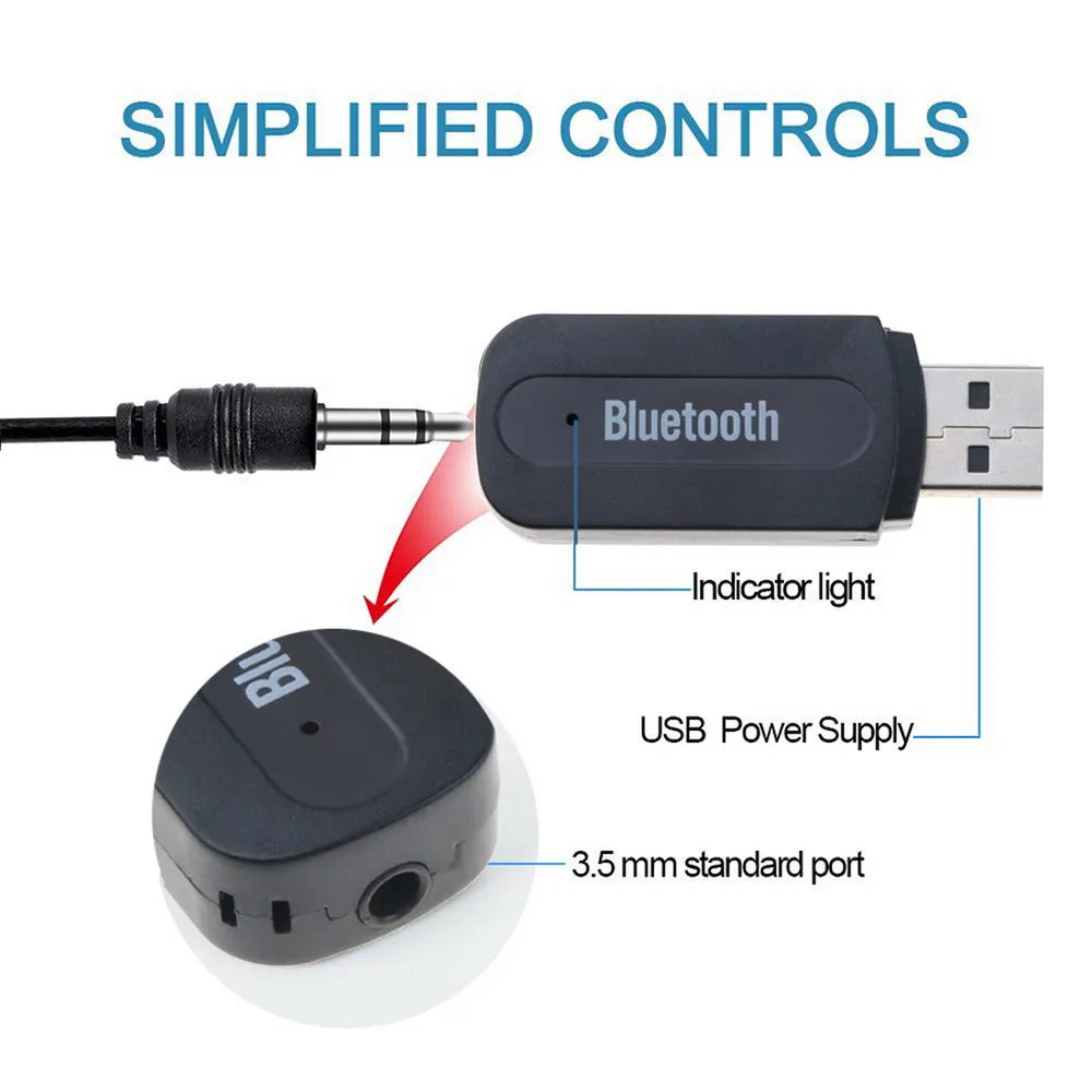 Bluetooth Receiver 5.0 AUX Adapter Dongle Audio Wireless Adapter For Car PC Headphones Mic 3.5MM Jack Receptor with Audio Cable