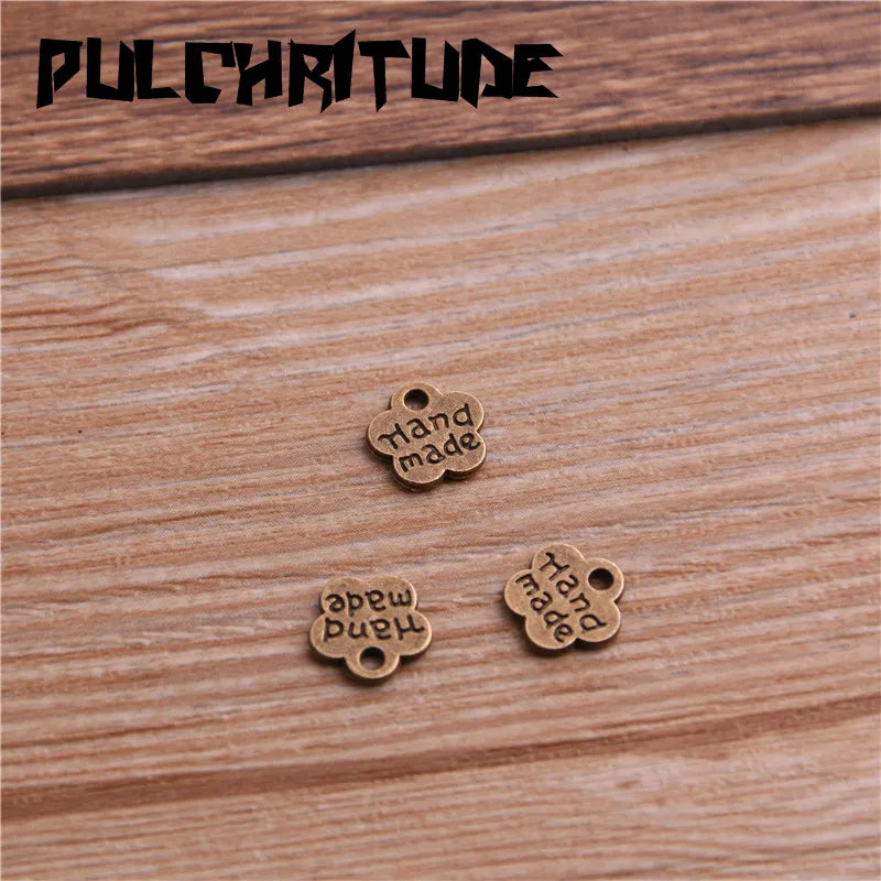 100PCS 8*8mm Metal Alloy Two Color Double Letter Florets Charms Pendants for Jewelry Making DIY Handmade Craft