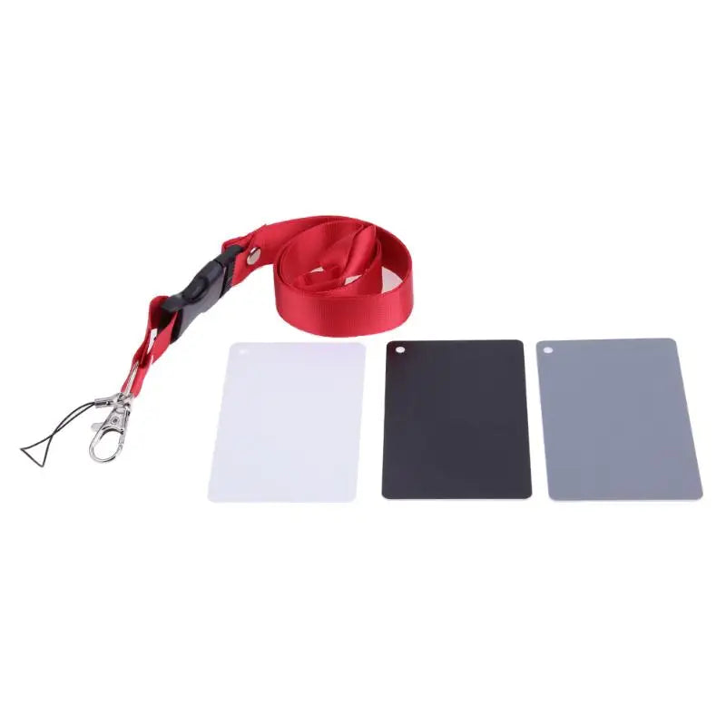 3in1 Pocket-Size Digital White Black Grey Balance Cards Camera Accessory 18% Gray Card with Neck Strap for Digital Photography