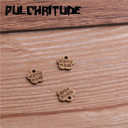 100PCS 8*8mm Metal Alloy Two Color Double Letter Florets Charms Pendants for Jewelry Making DIY Handmade Craft