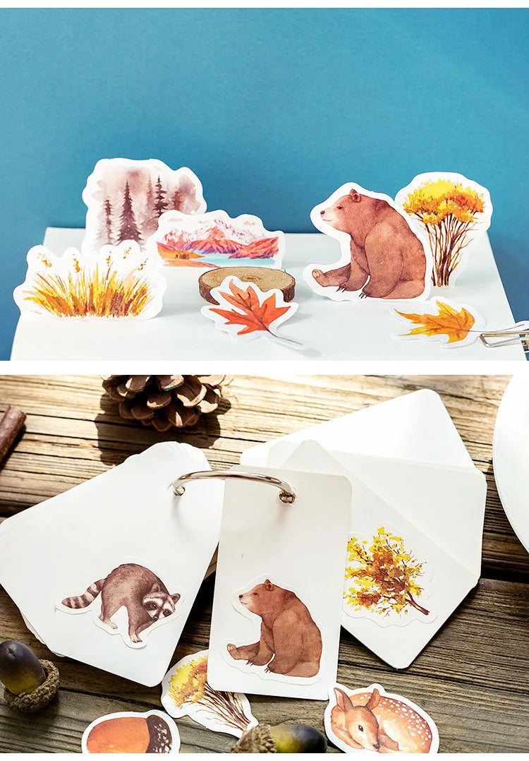 Autumn forest animals Decoration Adhesive Stickers Diy Cartoon Stickers Diary Sticker Scrapbook Kawaii Stationery Stickers