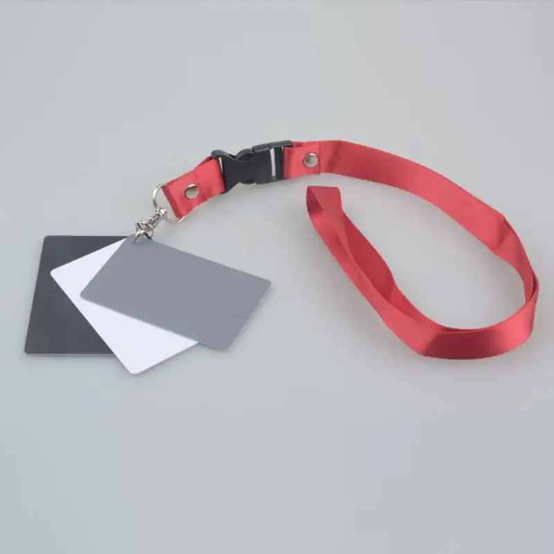 3in1 Pocket-Size Digital White Black Grey Balance Cards Camera Accessory 18% Gray Card with Neck Strap for Digital Photography