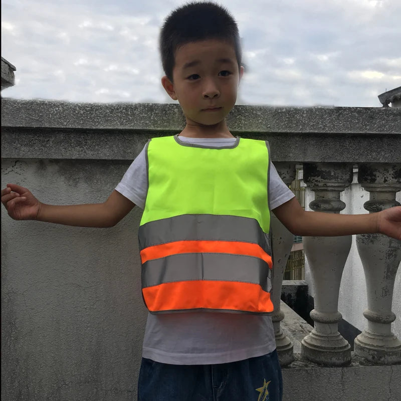 Pupils Safety Warning Vest Kids Reflective Vest School Children Training Breathable Jacket Scooter Cycling Fluorescent Waistcoat