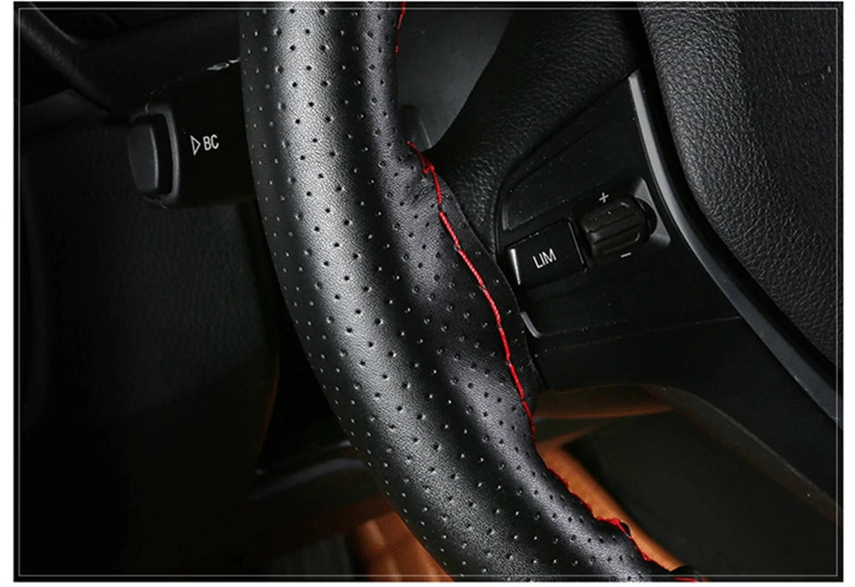38cm Steering Wheel Covers soft Artificia Leather braid on the steering-wheel of Car With Needle and Thread Interior accessories