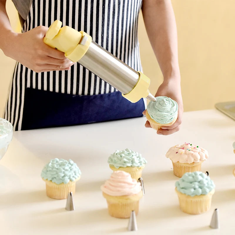 Cookie Press Kit Biscuits Maker Gun Sets With 13 Cookie Press Molds & 8 Pastry Piping Nozzles Cake Decorator Sets KC0225