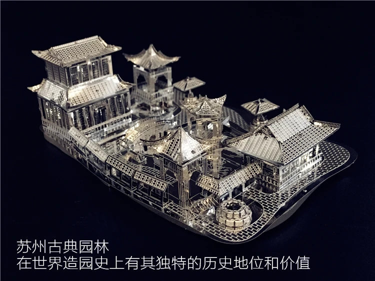3D Metal Puzzle Chinese classical Gardens of Suzhou Building Diy 3D Model Kits Laser Cut Assemble Jigsaw Toys