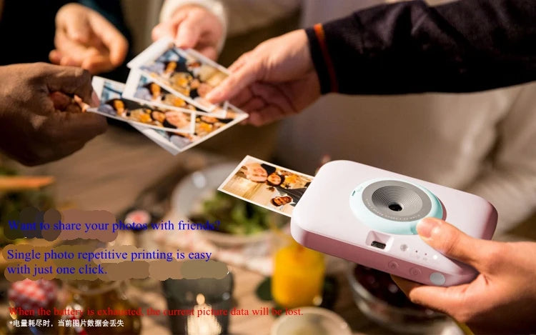 PC389 mobile phone Bluetooth pocket photo printer fun camera no ink household color photo camera