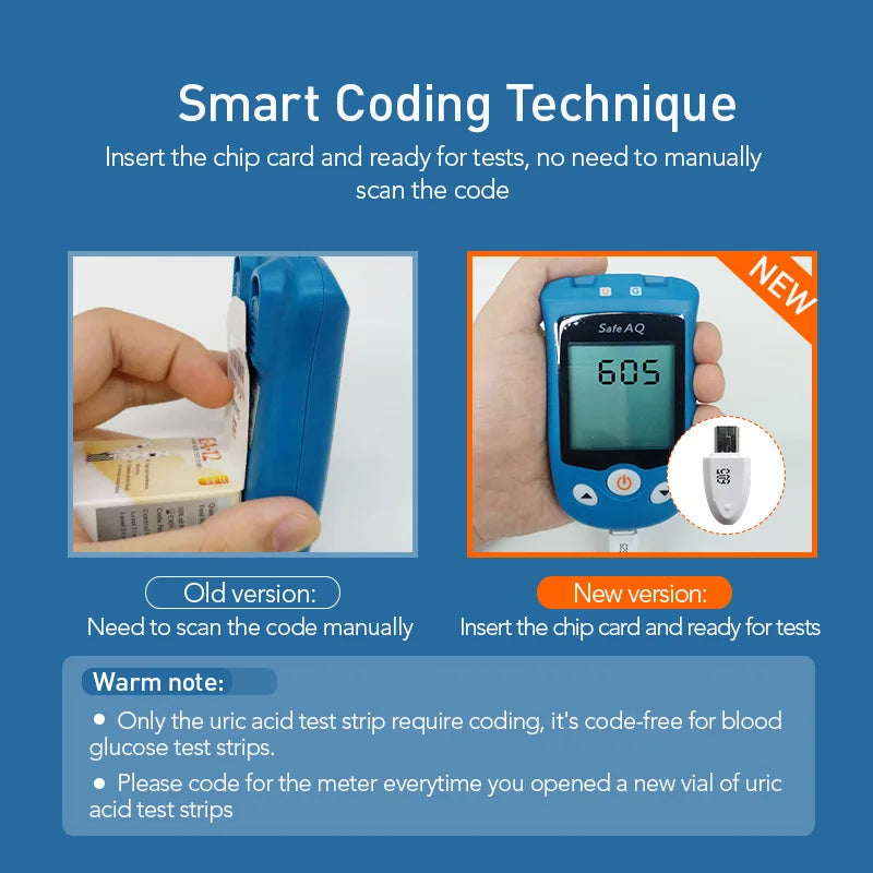 Sinocare Blood Glucose Meter Uric Acid Test Kit & Glucose Strips  Safe AQ UG  Uric Strips for Diabetes Gout Pregnant Glucometer