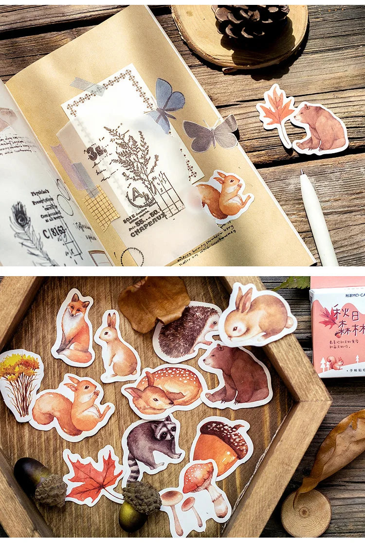 Autumn forest animals Decoration Adhesive Stickers Diy Cartoon Stickers Diary Sticker Scrapbook Kawaii Stationery Stickers