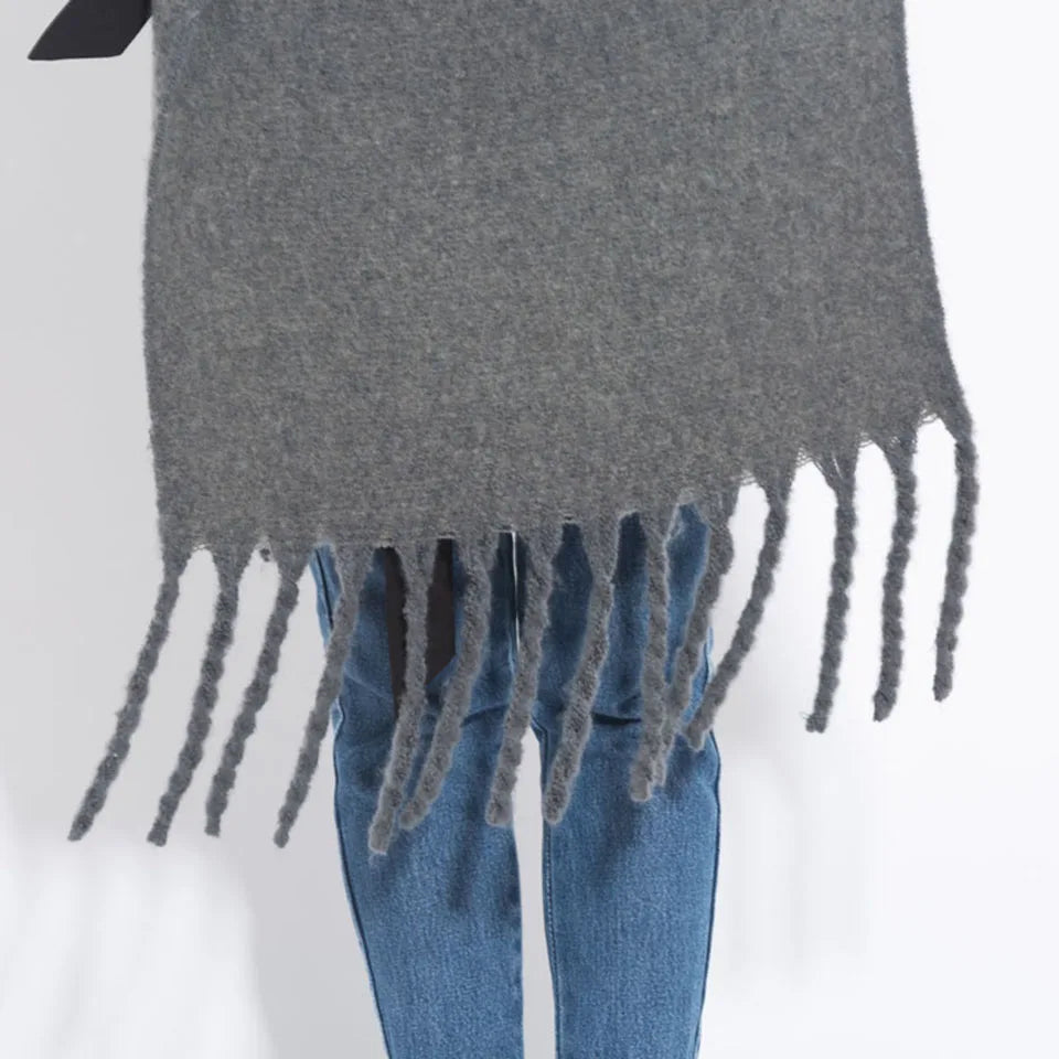 Solid Color Women Thick Shawl Scarf Winter Warm Fashion Pashmina Scarves Long Tassel Hijab Stole Bufanda Mujer