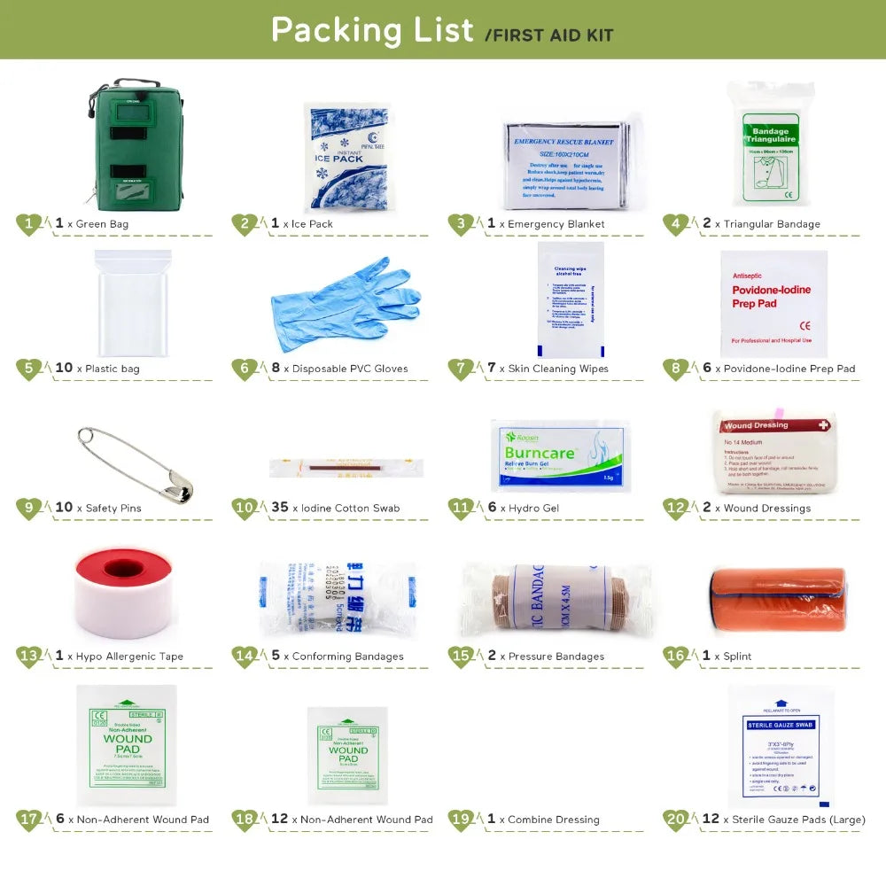 BearHoHoLarge Size Handy First Aid Kit Bag Emergency Kit Medical Rescue Bag for Workplace Home Outdoor Car Travel Hiking Camping