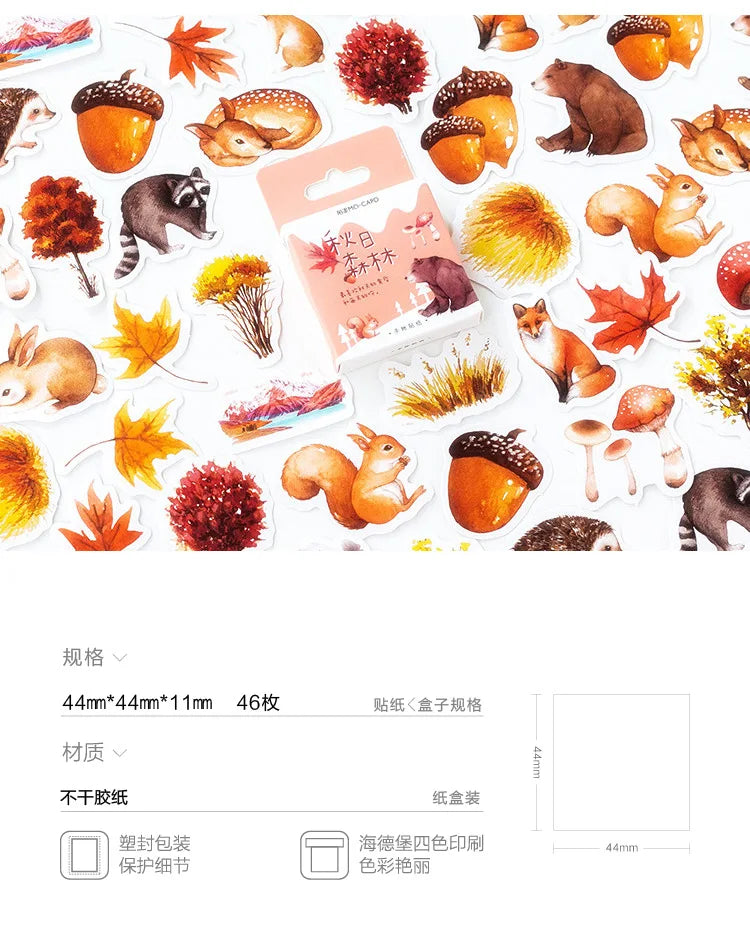 Autumn forest animals Decoration Adhesive Stickers Diy Cartoon Stickers Diary Sticker Scrapbook Kawaii Stationery Stickers