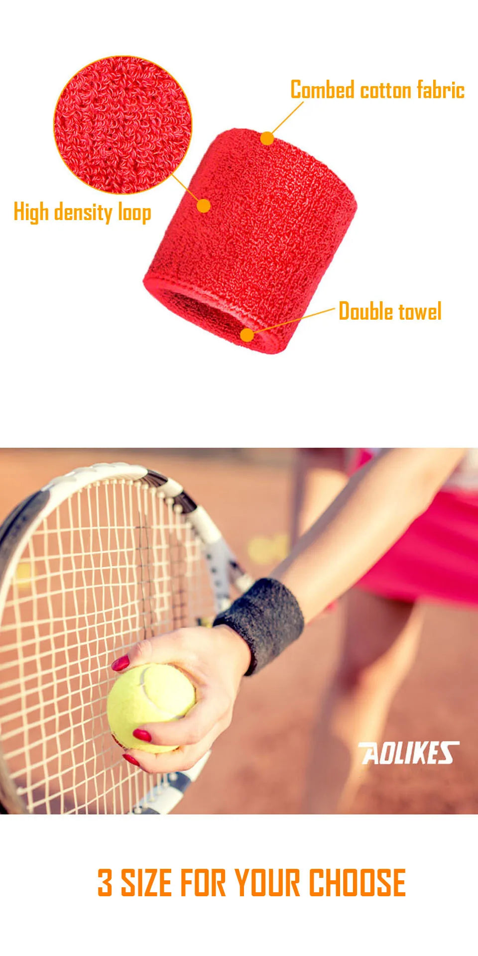 AOLIKES 1PCS Wrist Brace Support Wrap Tennis Wristband Sport Sweatband for Gym Basketball Volleyball Hand Sweat Band Polsband