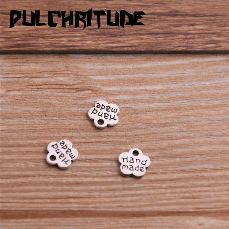 100PCS 8*8mm Metal Alloy Two Color Double Letter Florets Charms Pendants for Jewelry Making DIY Handmade Craft