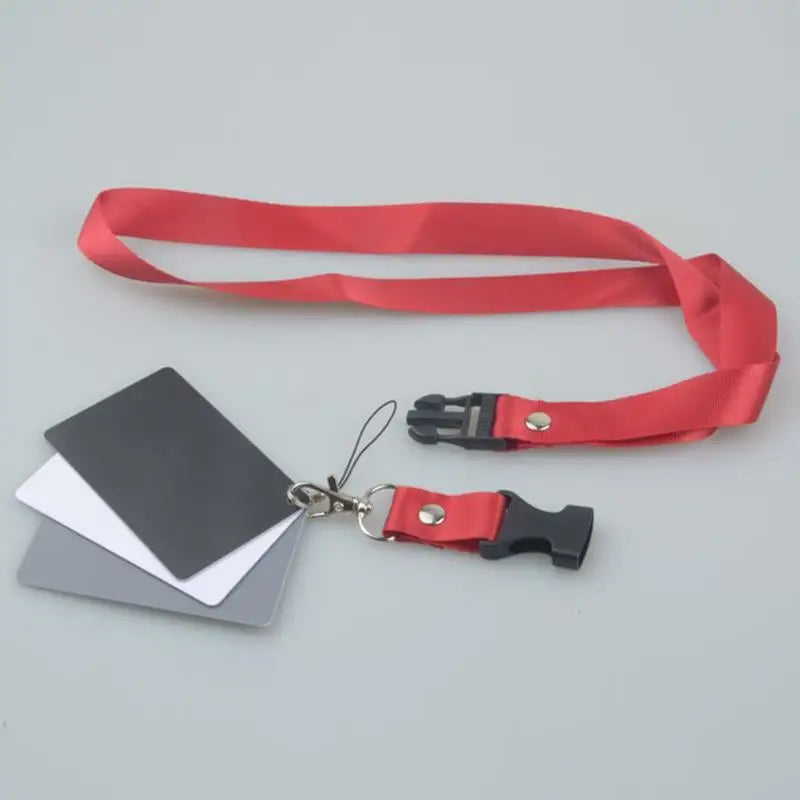 3in1 Pocket-Size Digital White Black Grey Balance Cards Camera Accessory 18% Gray Card with Neck Strap for Digital Photography
